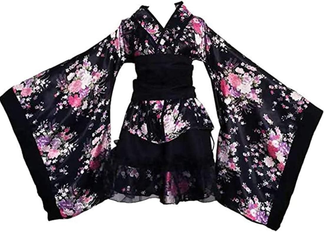 Lolita Sakura Kimono Yukata Maid Dress Outfits Uniform Anime Cosplay Costumes Bathrobe Womens