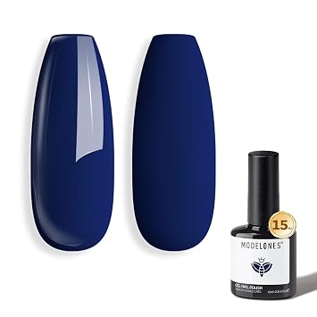 modelones Blue Gel Nail Polish, Navy Blue Deep Color Soak Off LED UV Lamp DIY Decoration Manicure Art Design Salon at Home15ML