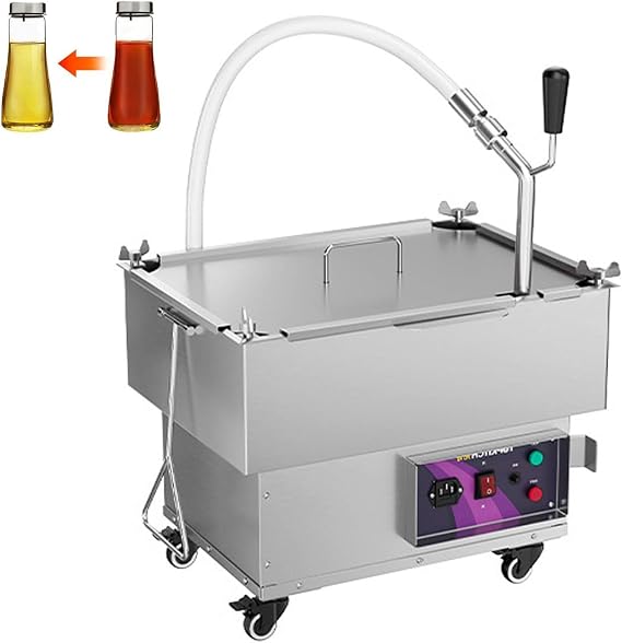 Mobile Fryer Filter Machine,18L Commercial Mobile Oil Filter,Portable Deep Oil Filter,10 L/min Filtration Speed,for Fast Food Operations