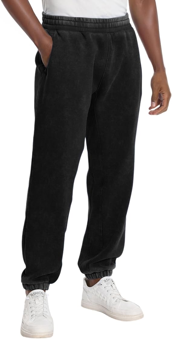 FAIABLE Sweatpants for Men Women, Washed Vintage Fleece Joggers Lounge Pants Relaxed Fit Casual Drawstring Pocket Unisex