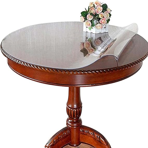 Clear Table Cover Protector Diameter25in, Dining Table Cover Heavy Duty Table Top Protector Clear Plastic Tablecloth Protector Cutting Carpet Floor Mat Conference Table Cover Mat Pad