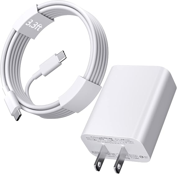 USB C Wall Charger for iPhone 17 Pro 16 15 Pixel 10 8W Charge Block White | 3.3ft USB C Cable Power Delivery 9V 2A Charge Adapter PD Plug-in Type C Wall Charger Block for Samsung S26 A17 5G