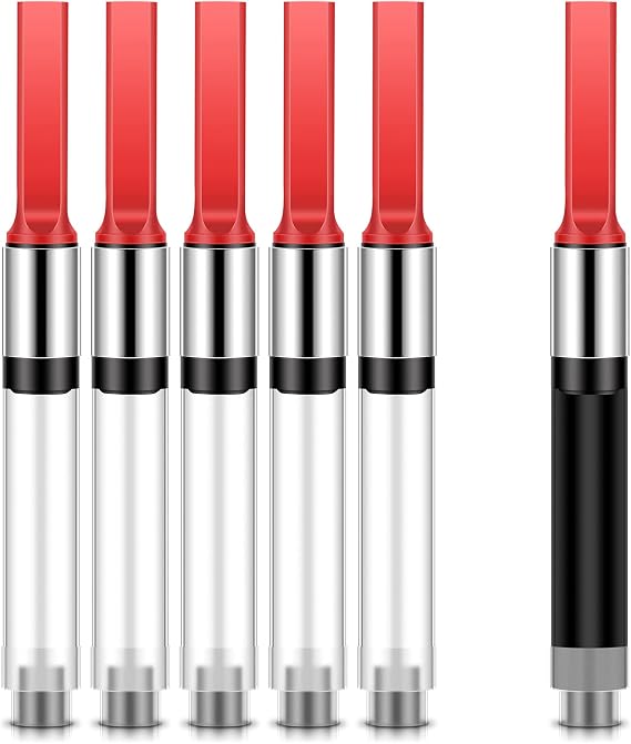 Marspark 6 Pcs Fountain Pen Ink Converter Universal International, Red