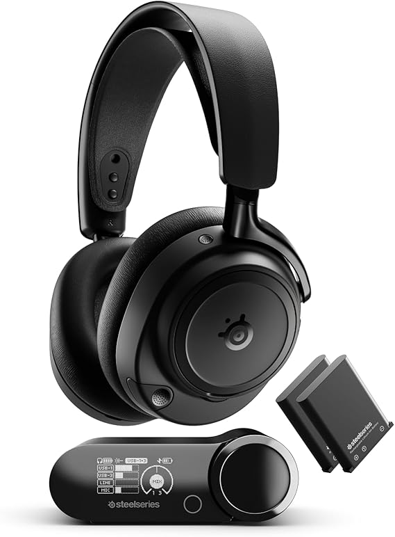 SteelSeries Arctis Nova Elite - Hi-Res Wireless Gaming Headset 96kHz/24bit Carbon Fiber Speakers ANC AI Noise Rejection App 2.4GHz + BT Multi-Source Mix OmniPlay PC+PlayStation+Xbox