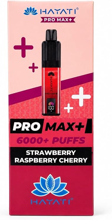 Hayati Ultra Pro Max 6000+ Puffs, (Strawberry Raspberry Cherry) Smooth Draw & Long Lasting