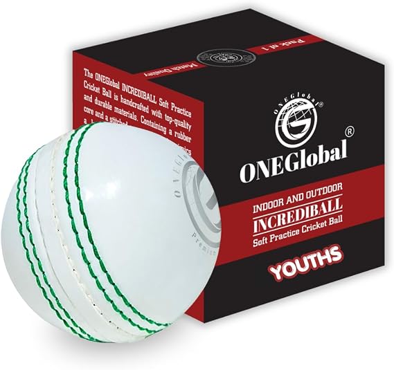 Incrediball Soft Practice Cricket Ball | Outdoor & Indoor Rubber Cricket Ball With Core & Stitched Seam | For Practice, Training & Family Fun | Senior & Junior Size