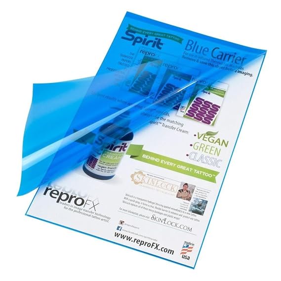 Spirit Tattoo Blue Carrier, 14 Inch - Thermal Tattoo Paper Transfer Carrier, Proudly made in the USA