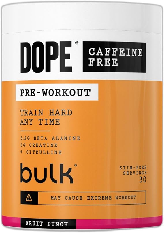 Dope Caffeine Free Pre-Workout Powder, Fruit Punch, 510g