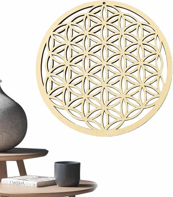Hoghaki 12 Flower of Life, Flower of Life Wall Hanging Decor, Sacred Geometry Wood Wall Art, Spiritual Home Decor for Yoga/Meditation, Chakras Crystal Grid Board