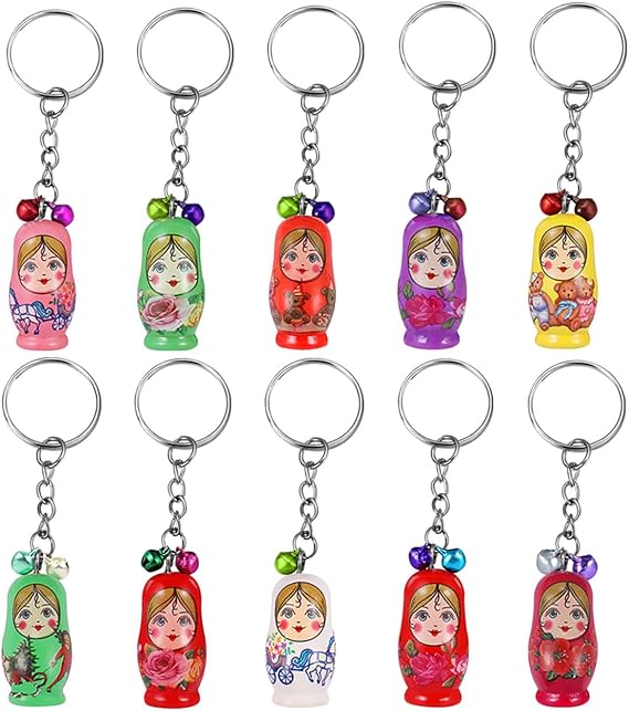 ibasenice Russian Nesting Doll Keychain Matryoshka Key Chain 1.33X2.67X0.66In Mini Doll Key Ring Charm for Keys Bag Decor Cell Phone Home Decoration Children S Gifts
