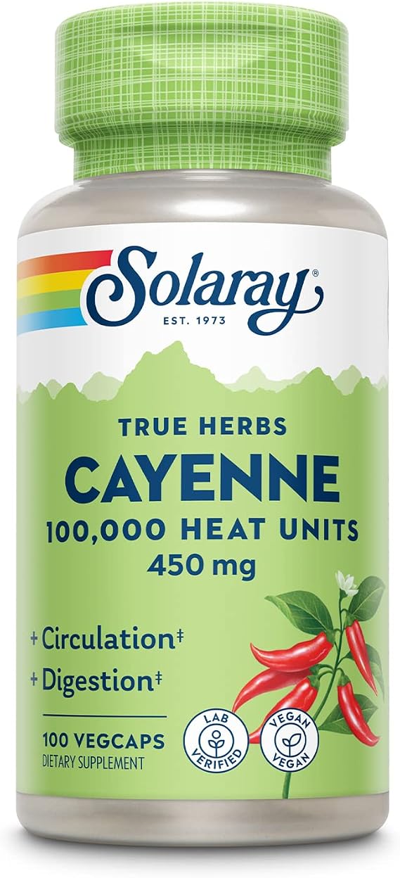 Solaray Cayenne 100,000 Heat Units, Capsaicin Supplements, 100 VegCaps