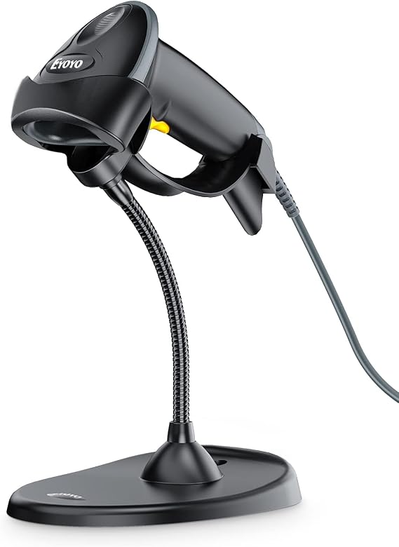 Eyoyo Handheld USB Wired 2D Barcode Scanner with Gooseneck Stand for POS