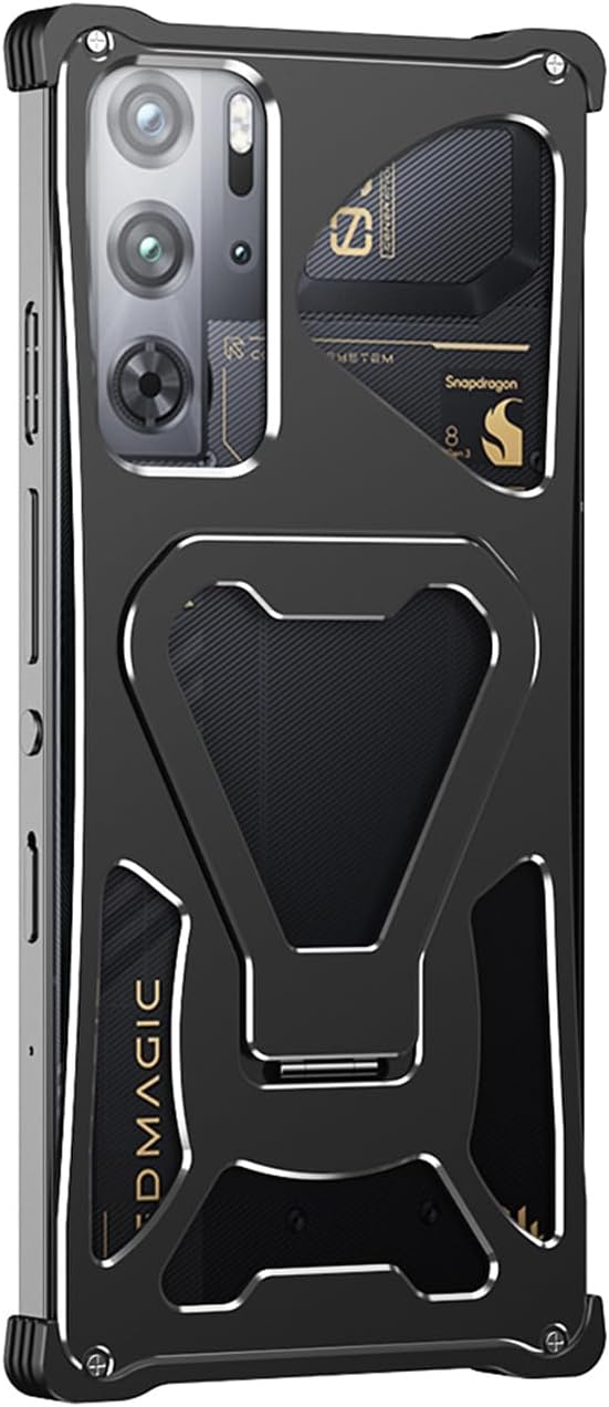 DAYJOY Metal Case Compatible with Nubia Red Magic 9 Pro/10 Pro+ Series, Premium Aluminum Cool case with Foldable Kickstand Function (Black)