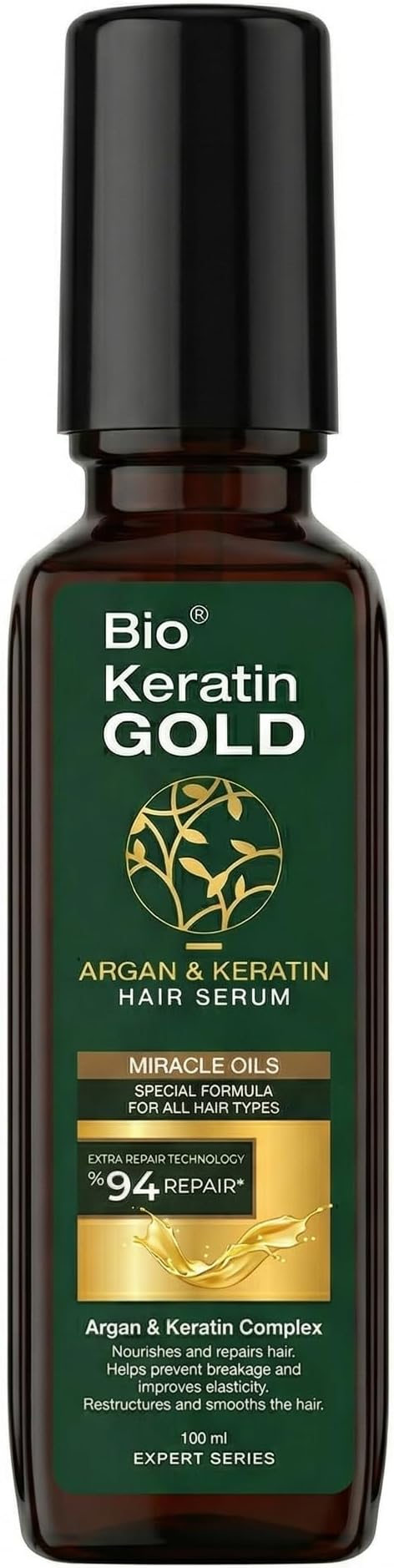 Hair Care with Argan and Horsetail Collagen, Keratin & Plant Extracts, Professional Care for Dry and Damaged Hair (Argan & Keratin Serum 100 ml)