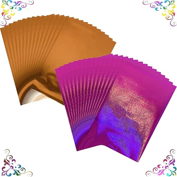 100PCS Toner Reactive Foil for Card Making 11.4x7.9inch Transfer Foil Paper for Circut Foil Transfer Foil Roll Toner Reactive Foil Foil by Laser Printer&Laminator Embossed Metallic Foil Paper Sheets