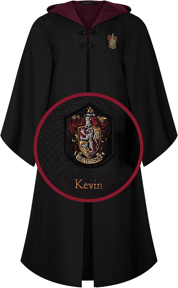 Harry Potter Personalized Robe Official Hogwarts House Costume with Embroidered Crest, Wand Pocket & Custom Name