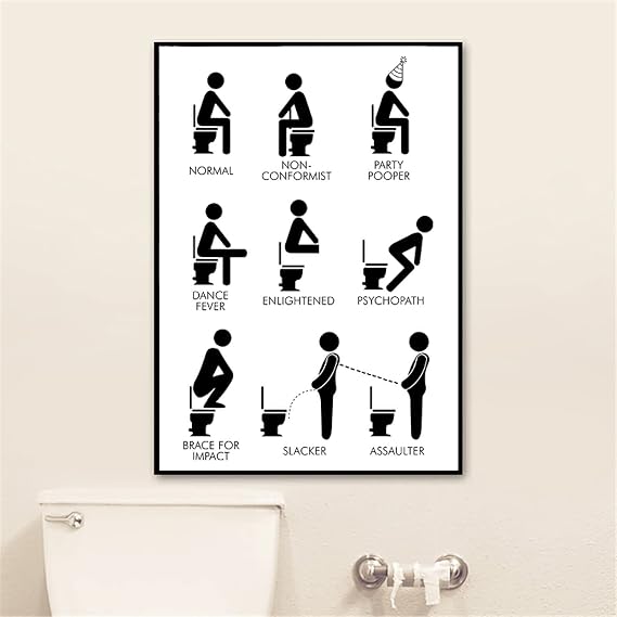 CYDM Funny Toilet Rules Sign Print Nordic Poster Toilet Humor Wall Art Panel Black White Canvas Art Painting Interior Modern Wall Painting Bathroom Wall Decor Bathroom Wall Art Panel Poster Nordic Stylish Painting Unframed Tsd-47 50X70cm Unframed