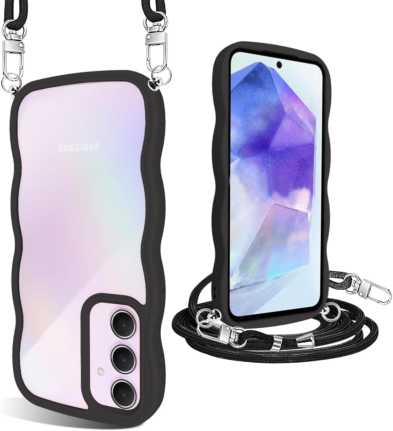 Galaxy A55 5G Case, Clear Shoulder, Galaxy A55 SC-53E  SCG27 Smartphone Case, Popular Korea, Cute, Full Protection, Galaxy A55 5G Cover, Transparent, Shoulder Strap, TPU, Thin, Lightweight, Strap,