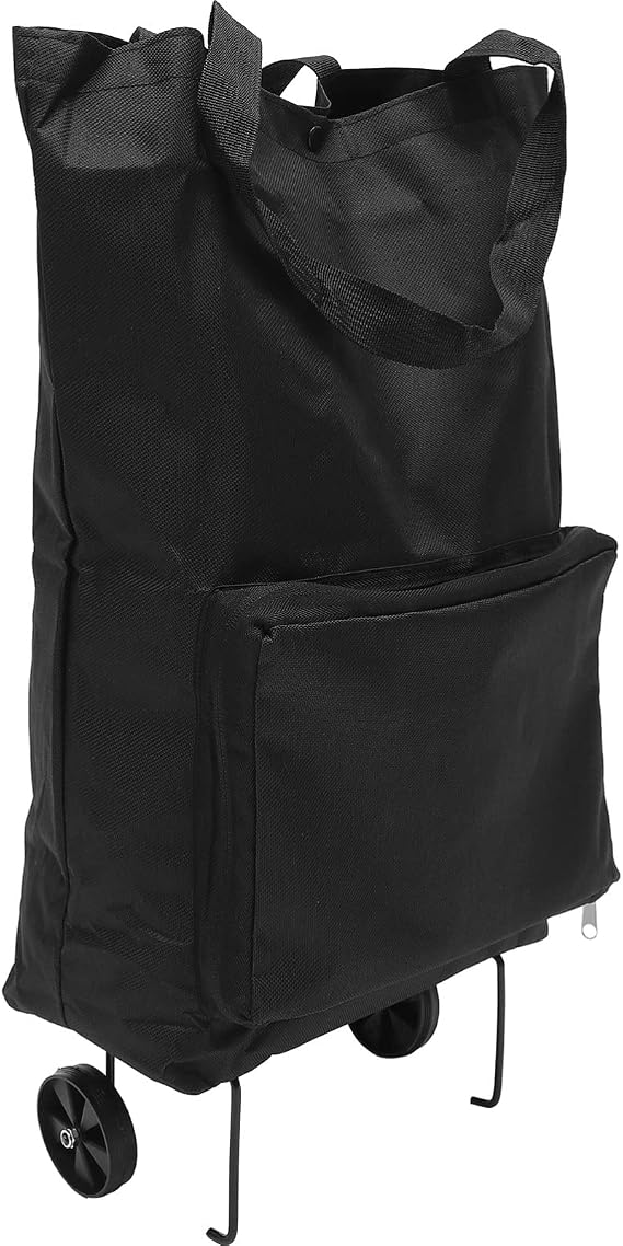HOMSFOU Folding Grocery Cart with Wheels Portable Collapsible Shopping Trolley Bag Lightweight Rolling Basket for Shopping and Travel