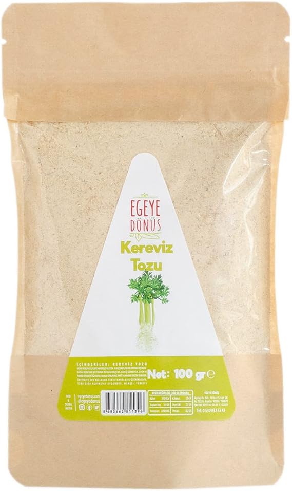 EGEYE DÖNÜŞ Kereviz Tozu - 100 Gr. (Öğütülmüş Kuru Kereviz Kökü - Doğal Aroma Verici - Glütensiz)