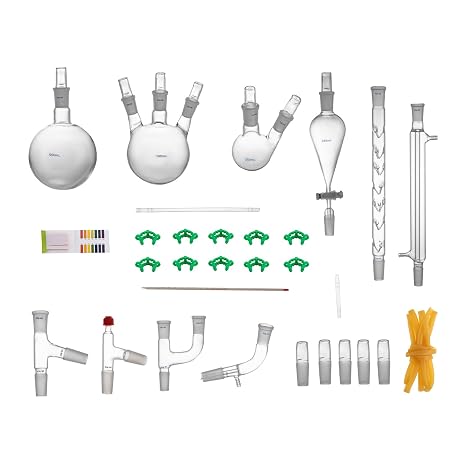 Laboratory Glassware, 24/40 Chemistry Glassware Set 29PCS Chemistry Lab Glassware Kit 250 1000ml for Distillations Separation Purification Synthe (29)
