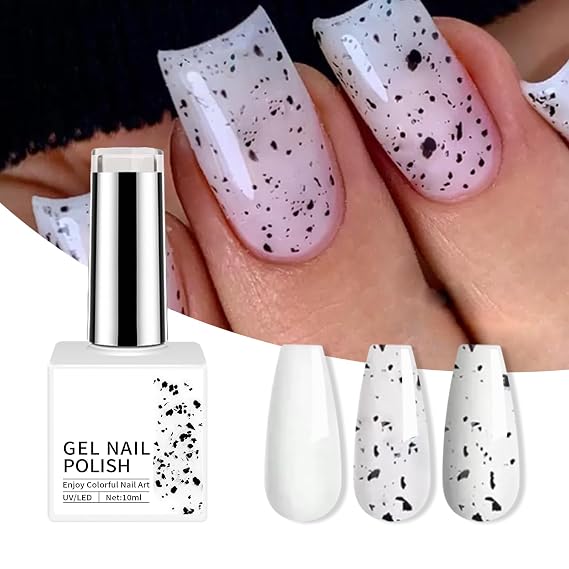 Black Glitter Gel Polish, 1Pc Eggshell Glitter Gel Nail Polish Soak Off Nail Polish Art Gel Kit Home DIY Nail Salon