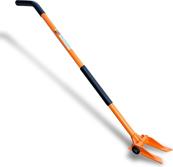 60" Flooring Demo Bar with Steel Wheels Heavy-Duty Rolling Pry Bar for Hardwood, Laminate, Vinyl, Tile Underlayment & Subfloor Removal Long-Handle Steel Crowbar & Nail Puller