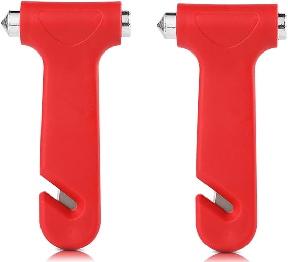 2Pcs High Hardness Emergency Car Hammer Ergonomic Handle Seat Belt Cutter Hammer Lightweight Portable Car Escape Tool for Break Glass in Emergencies