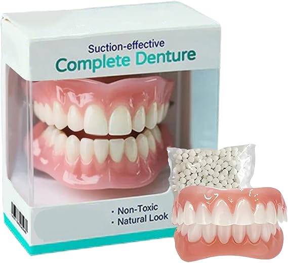 Suction-fit Complete Denture, Silicone Full Denture Set, Multifunctional silicone denture set, for Men and Women (1pcs)