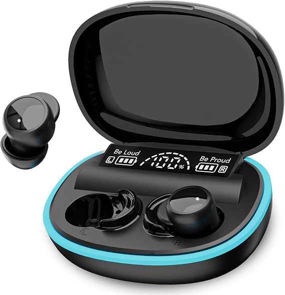 Sleep Earbuds for Side Sleepers, Mini Invisible Bluetooth Earbuds, Ultra-Light Sleep Headphones HiFi Sound, Long Battery Life, LED Display, Bluetooth 5.4, ANC Noise Cancelling, Black
