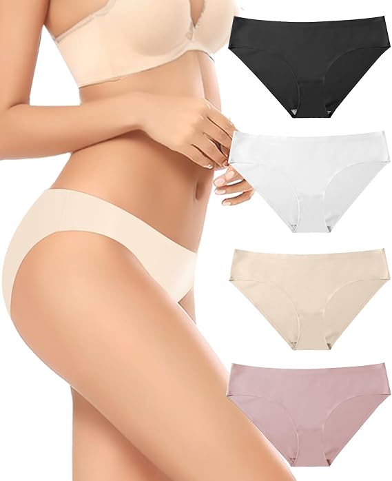 ZENUTA 4-6 pack Womens Seamless Underwear No Show Stretch Bikini Panties Silky Invisible Hipster