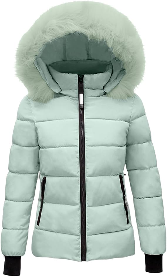 Womens Puffer Jacket with Hood Lightweight Down Jacket Women with Fur Hood