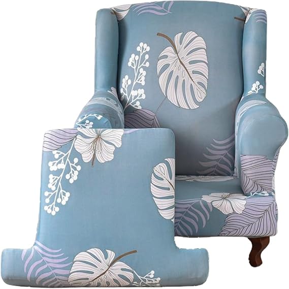 Elastica Ear Chair Cover, Sofa Cover with Cushion Cover, 2-Pieces, Printing Armchair Protector Covers for, Bedroom Reception (E)
