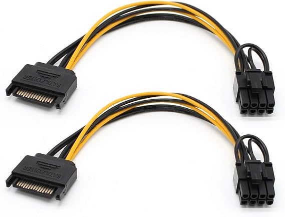 8 Pin PCIe to SATA 15 Pin Power Cable, 15-Pin SATA to 8 Pin PCI-Express Video Card Power Adapter Cable (20CM/2Pack)