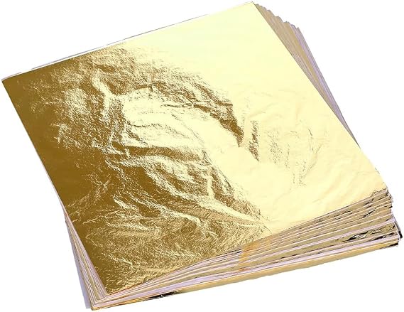 Gold-Leaf Sheets for Art, 200 Pcs 5.5x5.5Inch Gold Foil Sheets Copper Leaf Sheets for DIY Crafts Decor