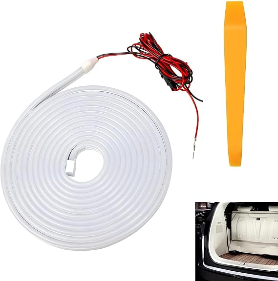 Car Trunk LED Strip Light, Silicone Waterproof Flexible Trunk Cargo Ambient Lamp, 13.12 FT Bright Cargo Embedded Lighting for Cars, SUVs, Trucks (White)