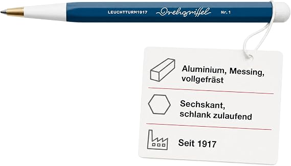 LEUCHTTURM1917 - Drehgriffel Writing Pen (Indigo) - Gel Pen with Black Ink Included