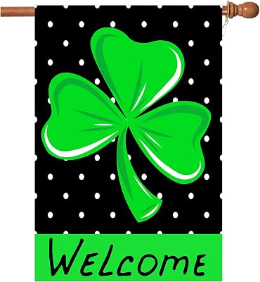 St Patricks Day Flag,Shamrock St Patricks 28 x 40 Inch House Flag for Garden and Home Decorations