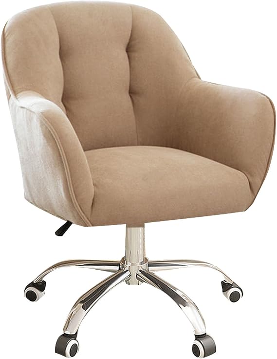 Low-Back Office Task Chair Cotton and Linen Executive Chair Adjustable Home Desk Chair with 360 Degree Swivel Wheels for Bedroom, Classroom