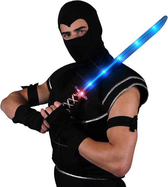 FlashingBlinkyLights Deluxe Ninja LED Light up Sword with Motion Activated Clanging Sounds