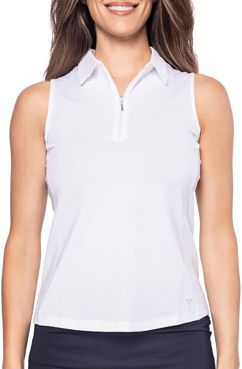 GOLFTINI Women's Zip Golf Polo - Sleeveless, Lightweight, Moisture-Wicking, UPF, 4-Way Stretch for Sports