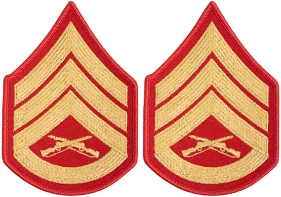 USMC Chevron Gold on Red Enlisted Rank (E-6 STAFF SERGEANT, MALE)