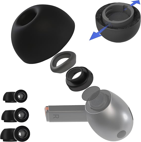 3 Pairs Ear Tips for Samsung Galaxy Buds 4 Pro (2026)/Buds 3 Pro | with Noise Reduction Hole, Memory Foam for Samsung Galaxy Buds Pro 4/Pro 3 Non-Slip Ear Tips (S/M/L)