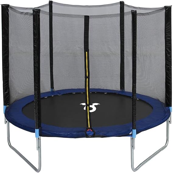 CHARLES BENTLEY Monster, Children's, 8ft Trampoline, with Safety Net Enclosure, Foam Padding, Galvanised Steel Frame, Sports, Gymnastics, Outdoor Play, Family, Kids, Enclosure Poles (244x244x200cm)