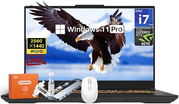 ASUS TUF F17 Gaming Laptop, Intel 10-Core i7-13620H (5.5GHz), NVIDIA GeForce RTX 4070 8GB, 17.3" WQHD 2.5K 240Hz IPS, 64 GB DDR5, 4 TB SSD, Wi-Fi 6E, RGB Backlit KB, Windows 11 Pro, w/Accessories