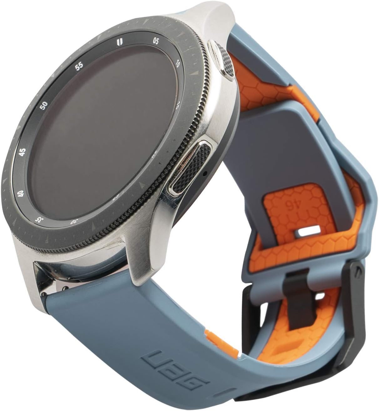 URBAN ARMOR GEAR UAG Compatible with Samsung Galaxy Watch 46mmGalaxy Watch3 45mm Band Silicone, Fits 22mm Watch Lugs, Slim Adjustable Waterproof Sporty Replacement Watch Strap, Civilian SlateOrange