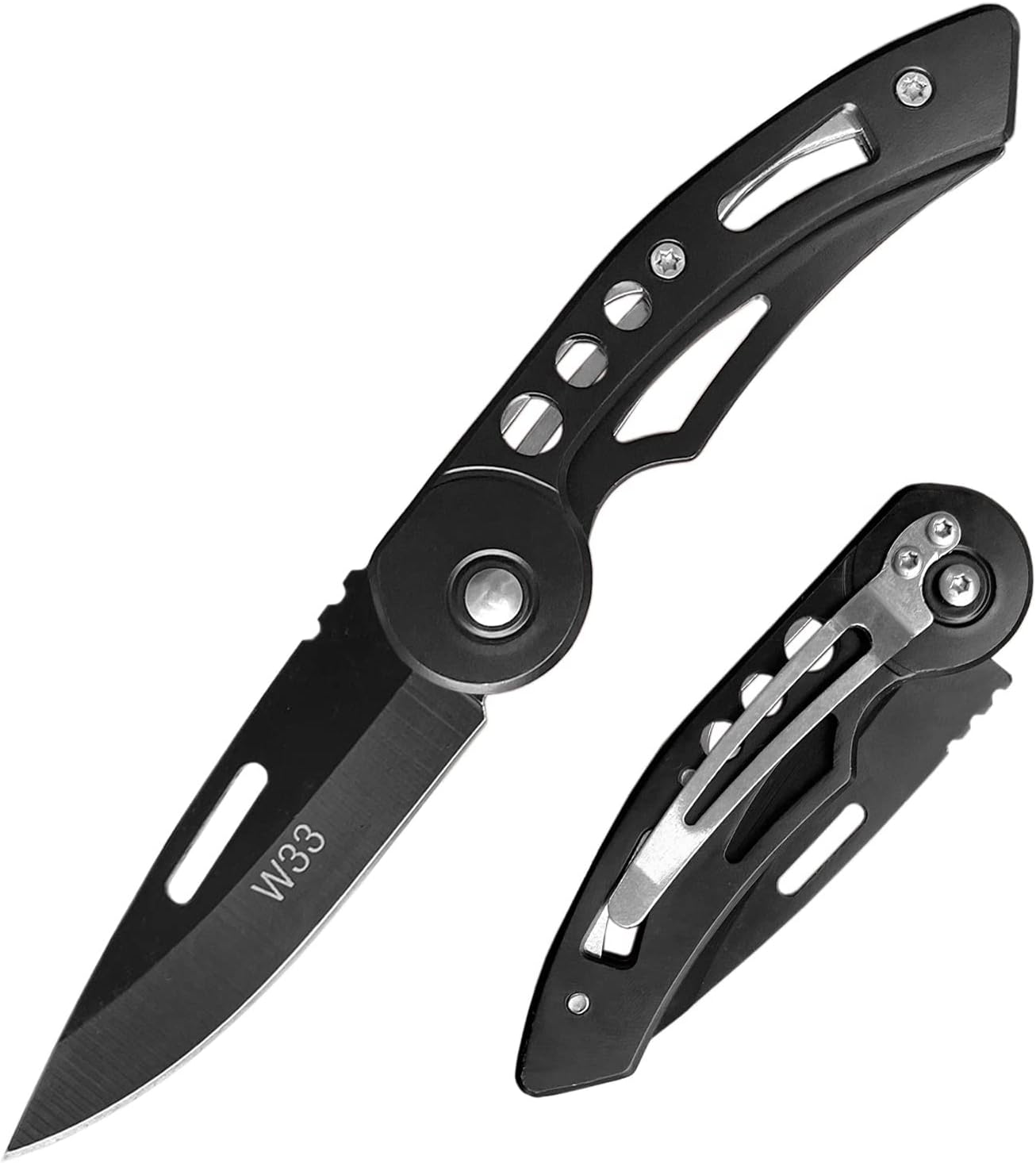 EDC Folding Pocket Knife for Men, Small Keychain Knife with clip, Stainless Steel Key KnifeBox Cutter Knife for Women, Compact Pocket Knives for Outdoor Survival Camping, Gifts for Dad