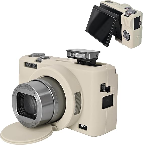 MUZIRI KINOKOO Case for Canon G7X Mark III Digital Camera - Soft Silicone Sleeve for Canon G7X3/G7X III Protective Cover with Removable Lens Cover - Lightweight & Anti-Scratch - Off White