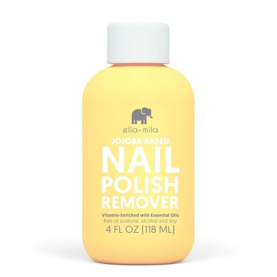 ella+mila Jojoba Nail Polish Remover - Non-Acetone with Jojoba Oil, 4 fl oz
