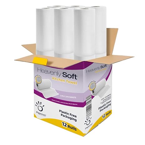 Papernet Paper Towel 12 Rolls powered by Heavenly Soft | Compatible with Any Roll Holder | 2 ply 210 sheets 11 x 9